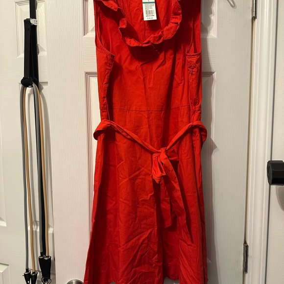 Vibrant Red Sleeveless Dress with Belt - Picture 1 of 4